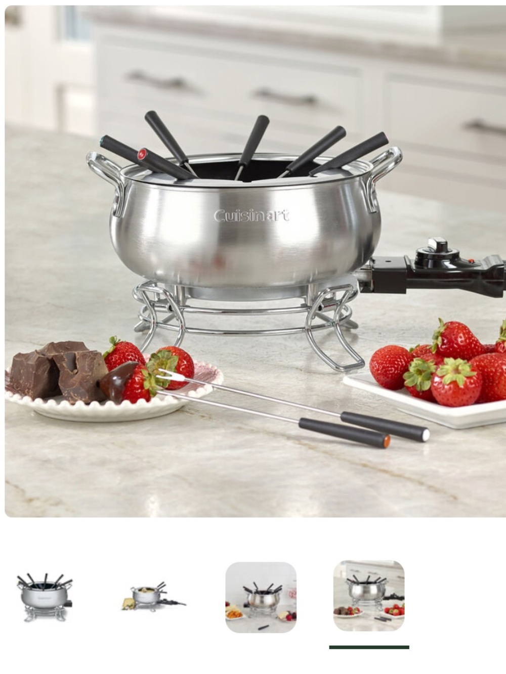 Cuisinart Stainless Steel Electric Fondue Set in Silver with Black Handles
